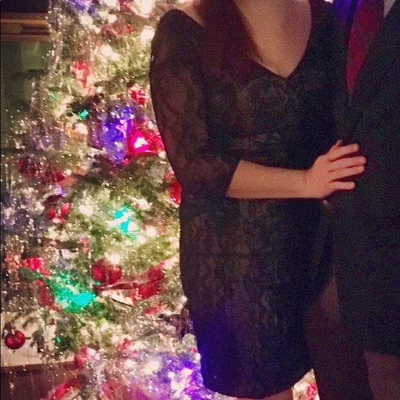 Sue Wong Black /Champagne Lace Cocktail Dress - Picture 2 of 8